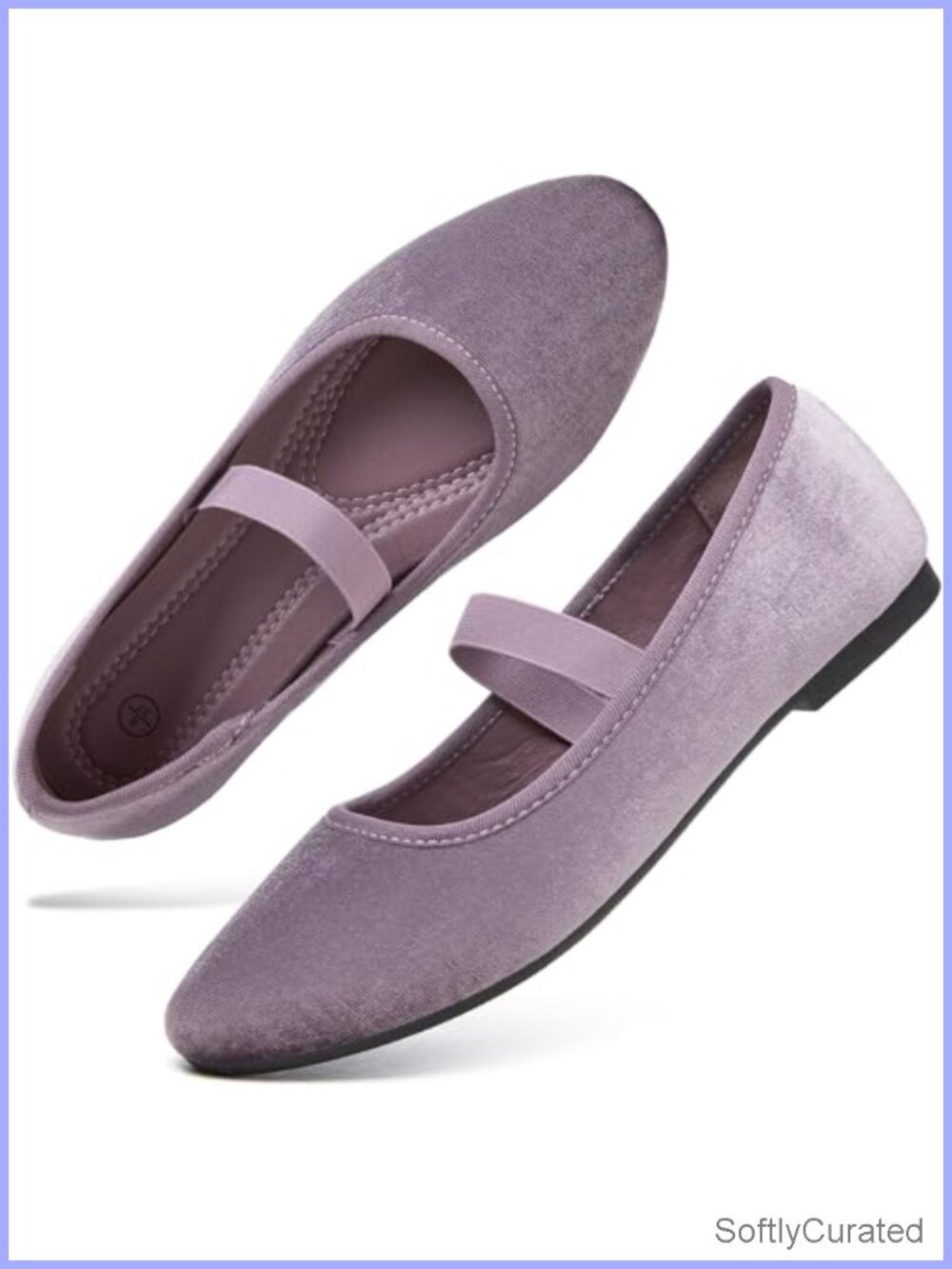 hash bubbie Women's Velvet Mary Jane Flats Elastic Strap